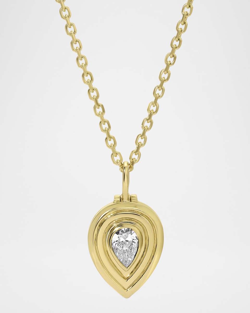18K Yellow Gold Pear Shaped Diamond Loulou Locket Necklace